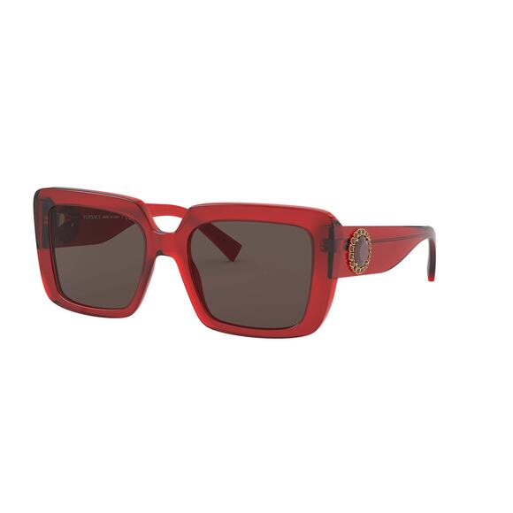 Versace Designer Sunglasses – Red Square Frame with Brown Lenses 54mm - Picture 10 of 10